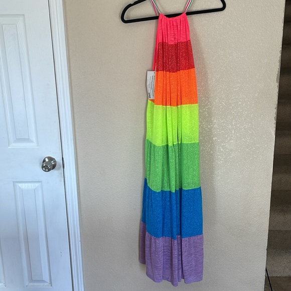 Pitusa Popsicle Colorblock Maxi Halter Top Dress Petite Size 6-14 - Picture 5 of 8